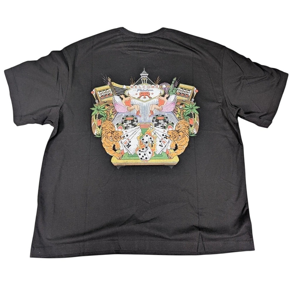 RtA Mens Black Las Vegas Oversized Graphic T-Shirt MU23K83-T1426BKMTW-M Size M